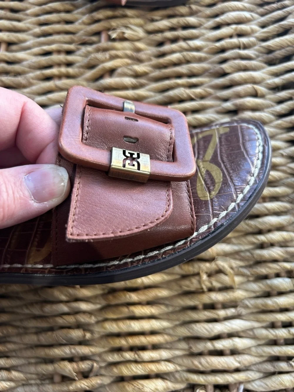 Sam Edelman Granada Brown Leather Buckle Slide Sandals Women’s Size 8 - Picture 2 of 7